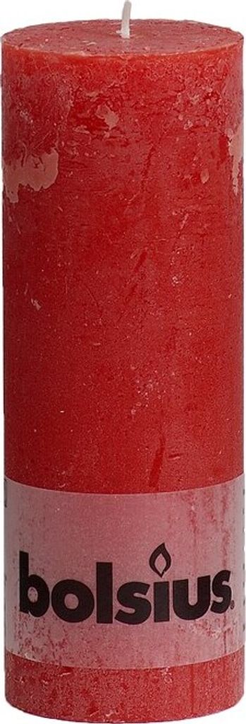 Bolsius Stumpenkerze Stumpenkerze 190/68 rustikal Rot Produktbild 