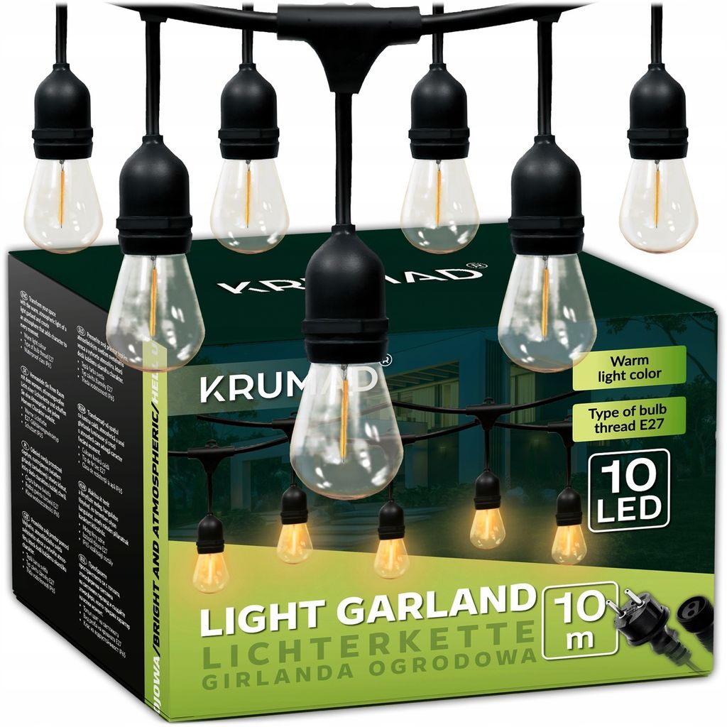 KRUMAD 10m LED Lichterkette Outdoor 10 Kugel LED-Glühbirnen Produktbild 