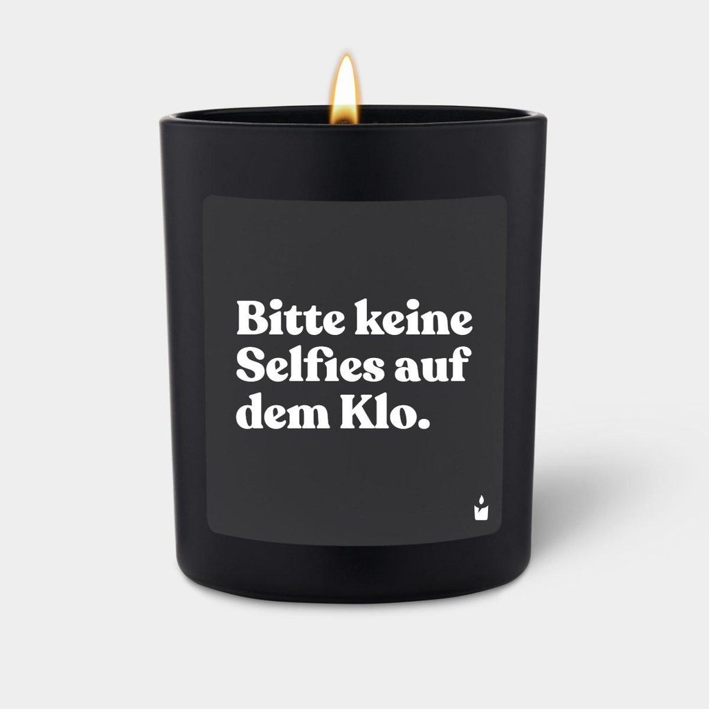 ChattyCandles Duftkerze Schwarz Woody Bitte keine Selfies auf dem Klo.
