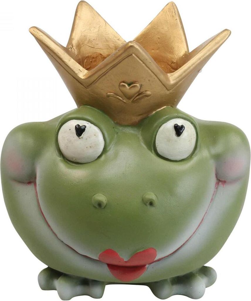 Froschkönig Deko Vase - Märchenhafte Gartendeko - Kunststoff Blumenvase - Tischdeko für Blumen & Pflanzen - 21×17,5×23cm