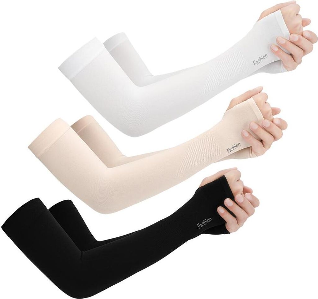 3 Paar Armstulpen mit UV-Sonnenschutz, kühlende Armstulpen aus Eisseide für Outdoor-Radfahren und Laufen, für Männer und Frauen