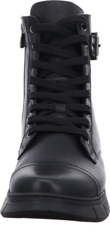 Gemini Damen Stiefelette Leder Combat Boot sportlich Schnalle Nieten 341913-02, Größe:42 EU, Farbe:Schwarz