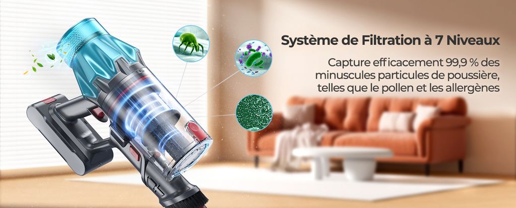 Odkurzacz akumulatorowy Fieety V7 550W/45KPa, czas pracy 60 Zdjęcie produktu 13