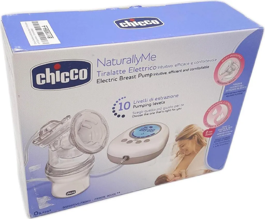 Tire-lait électrique Chicco Naturally Me anti-douleur avec tétine inclinée