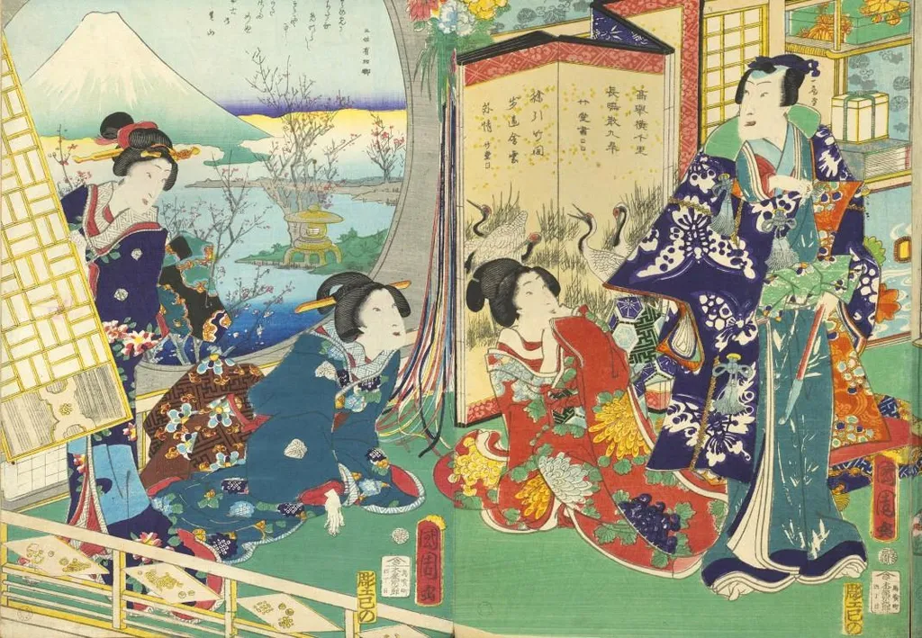 Puzzle d'art 1000 pièces Estampe Japonaise Kunichika Prince Genji Fuji