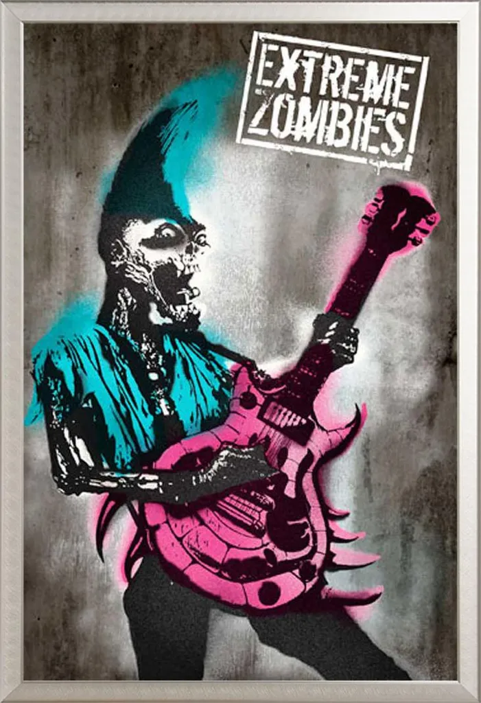 Décoration murale Zombies : Poster encadré aluminium argenté Shinsuke