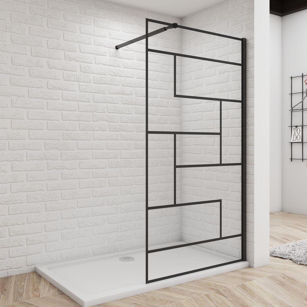 Schwarz Duschabtrennungen & einstellbar Stabilisator: 100X200cm & 73-120cm Eckeinstieg walk in Duschwand stabile Konstruktion