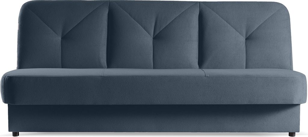 BETTSO Stilvolles NARDO Sofa mit Schlaffunktion und Bettzeugablage Blau