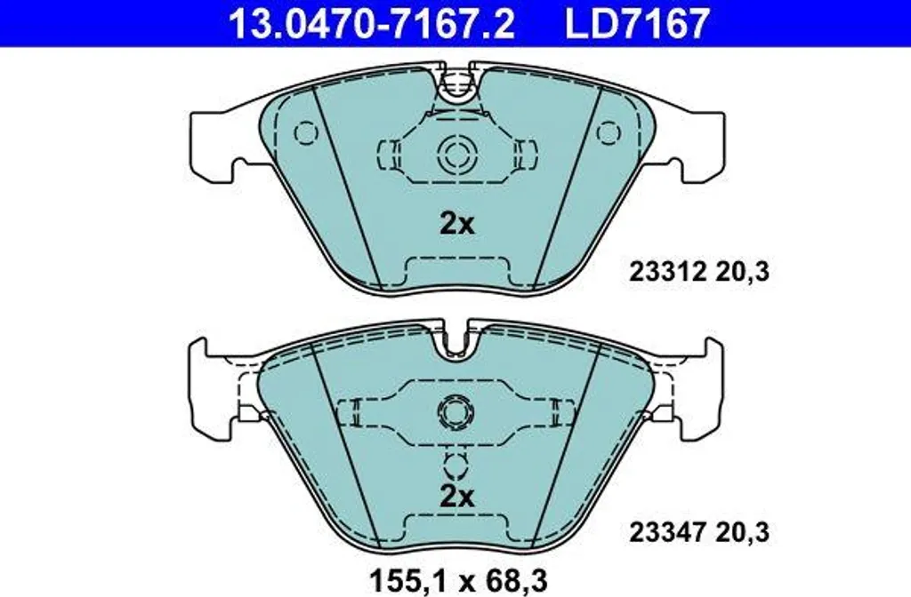 Plaquettes de frein ATE 13.0470-7167.2 pour BMW Série 5 E60 et E61