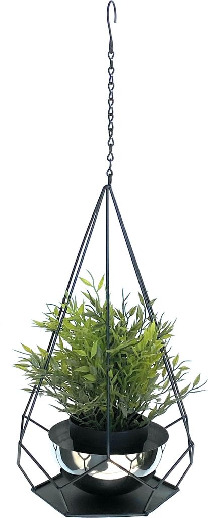 DanDiBo Blumenampel Innen Metall Wand Hängepflanzen 59 cm 96095 S mit Topf 6 Ecken Pflanzenhänger Blumenhänger Topfhänger Blumen Blumentopfhän...