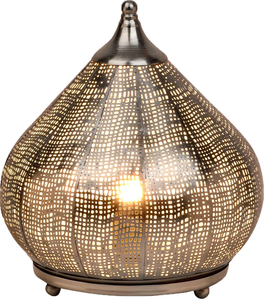 Lampe de chevet orientale argentée Jamiel pour ambiance tamisée douce