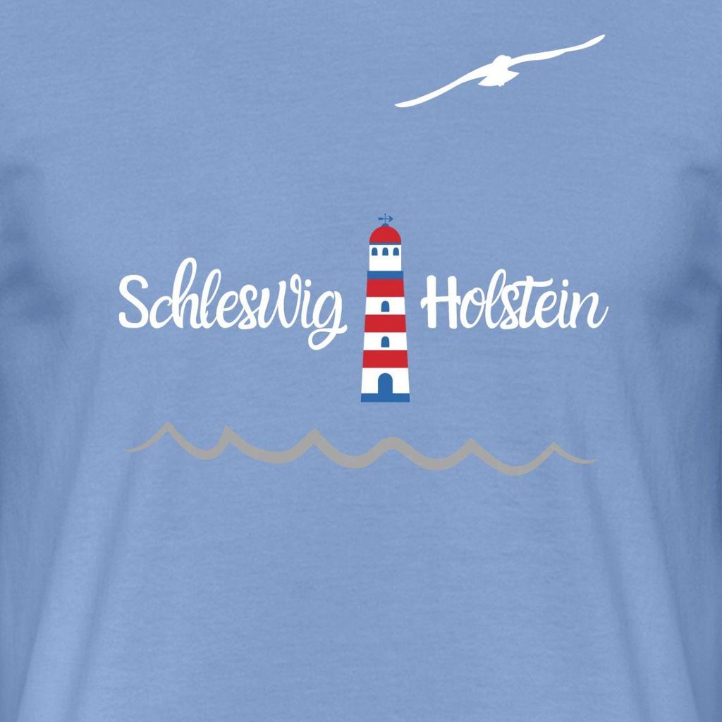 Spreadshirt Schleswig Holstein Leuchtturm Küste Nordsee Maritim Männer T-Shirt, M, Carolina Blue