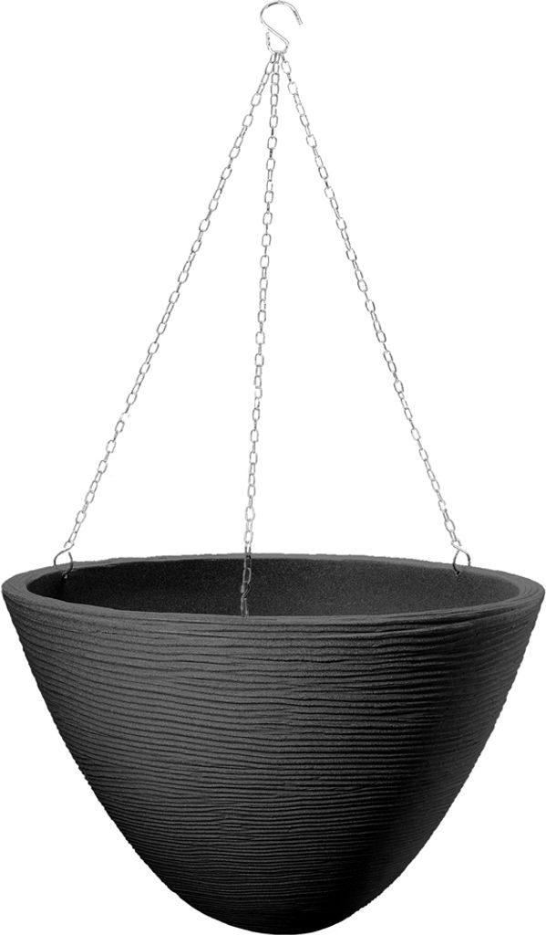 Dehner Hängeampel San Diego, Ø 33 cm, Höhe ca. 25 cm, Kunststoff, dunkelgrau