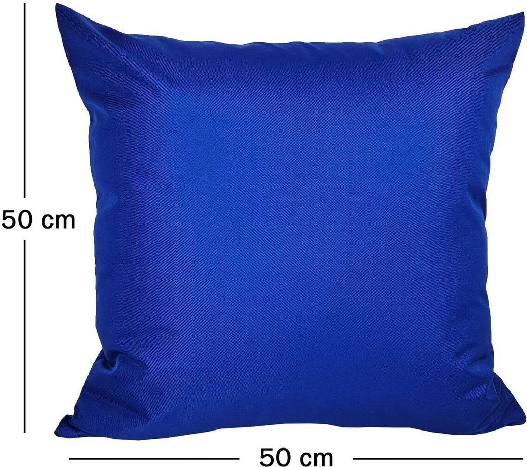 JACK 50x50cm Outdoor Lounge Kissen Dekokissen inkl. XXL-Füllung Wasserabweisend Sitzkissen Garten Stuhl Lotus Effekt, Farbe:Blau