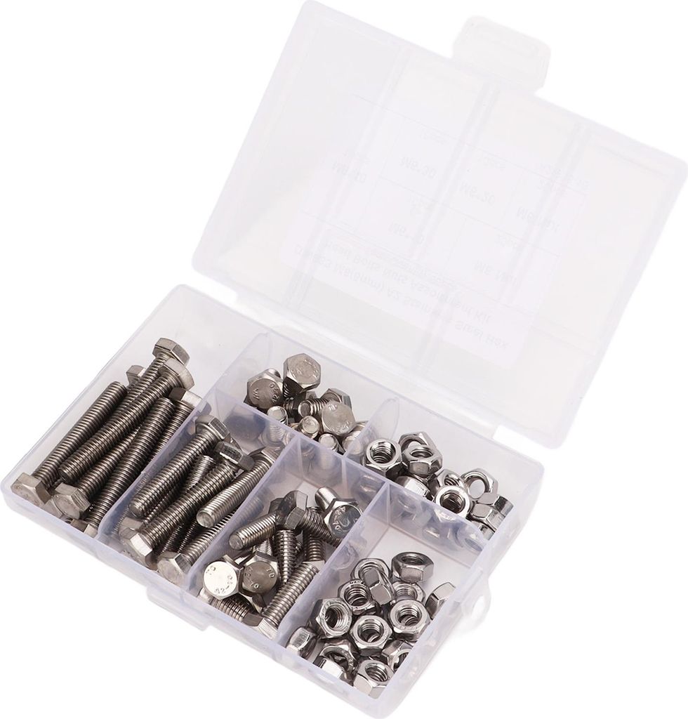 80-teiliges Set M6-Sechskantschrauben und -muttern aus korrosions- und rostfreiem Edelstahl für Industriemöbel