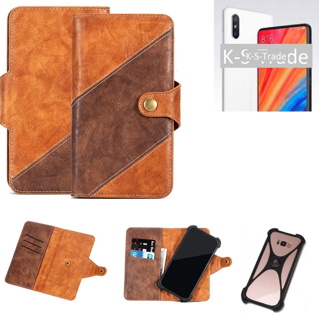 K-S-Trade Handyhülle Schutzhülle Bookstyle Case Wallet-Case kompatibel mit Motorola One Vision Cover Klapphülle Kantenschutz Smartphone dunkelbraun
