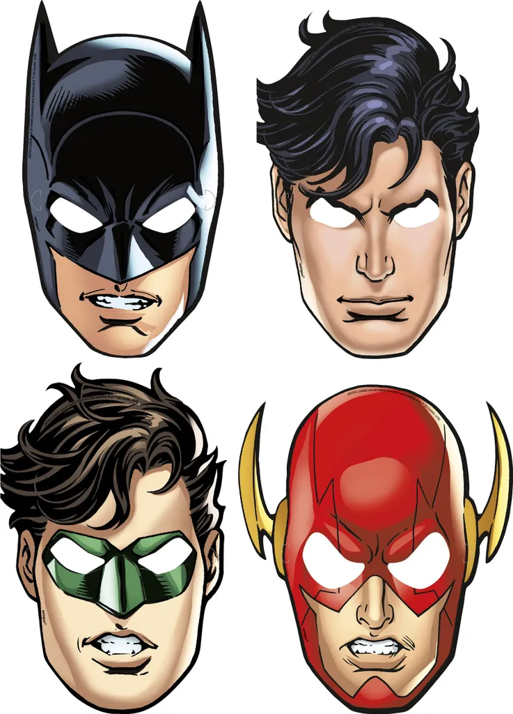 Déguisement Rapide : 8 Masques Justice League pour Invités Anniversaire