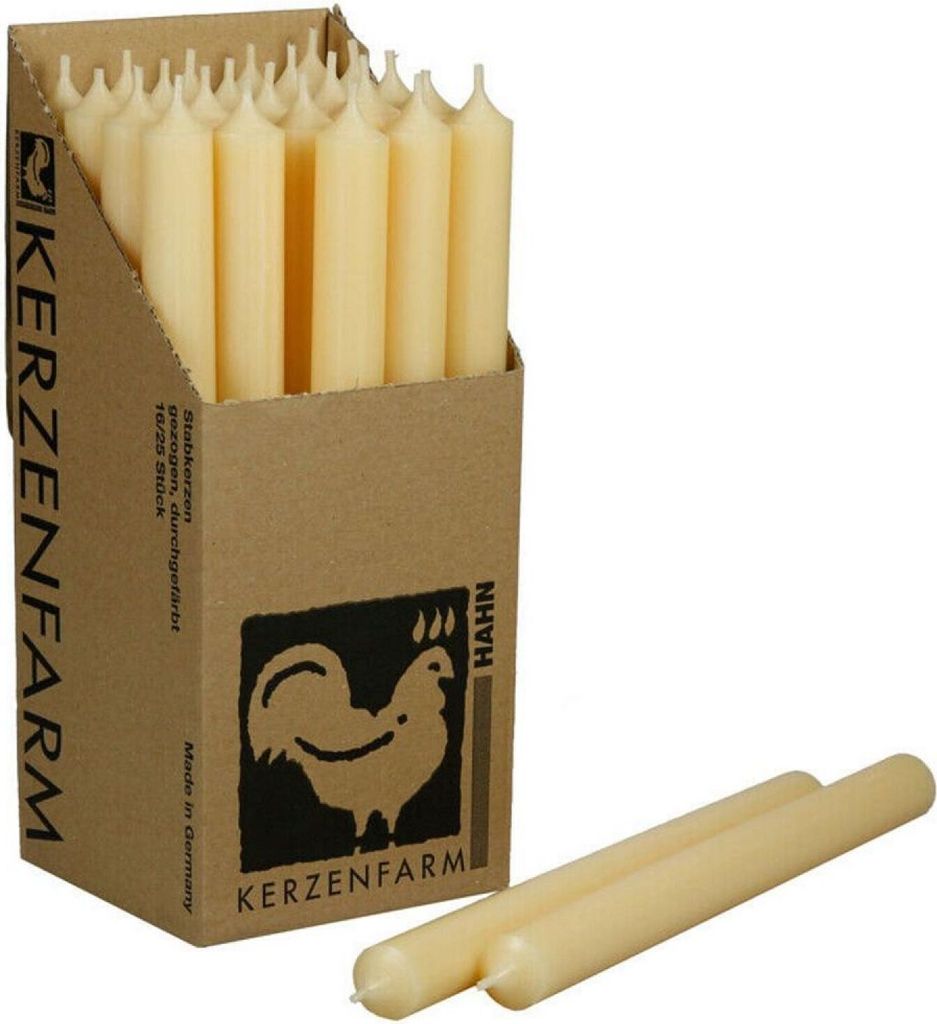 Stabkerzen aus Paraffin, 180/22 mm, Creme, KERZENFARM HAHN, Produktbild 4