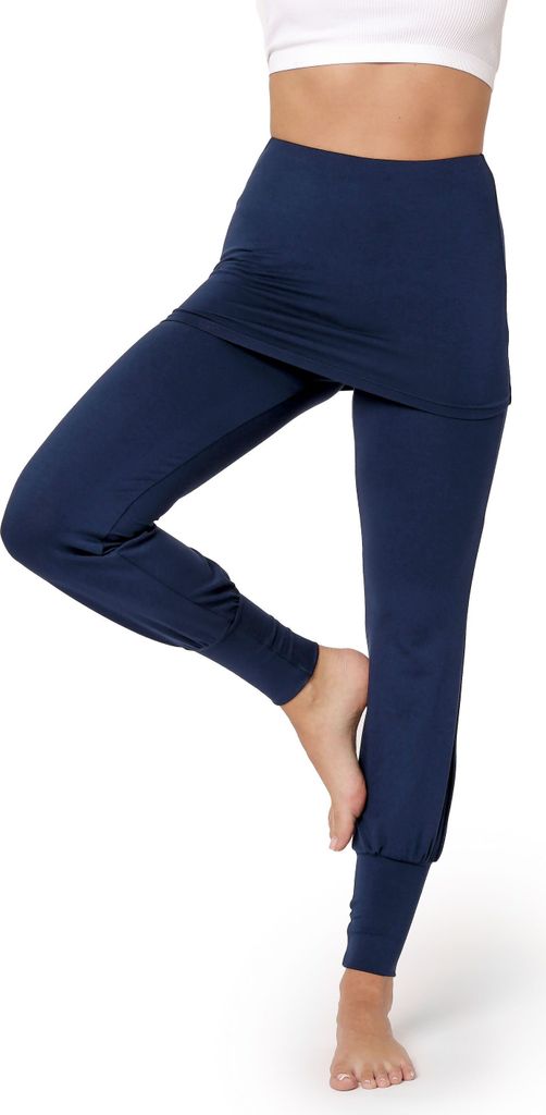 Bellivalini Damen Yogahose mit Rock Lang Bequeme Yoga Hose BLV50-275 (Dunkelblau, XXL)