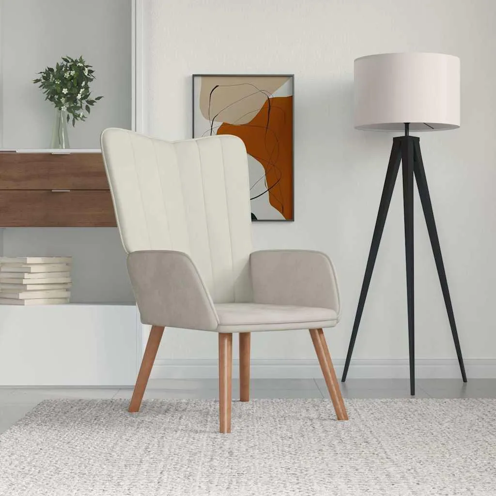 Poltrona Relax vidaXL Velluto Bianco Crema - Arredo Moderno e Luxury