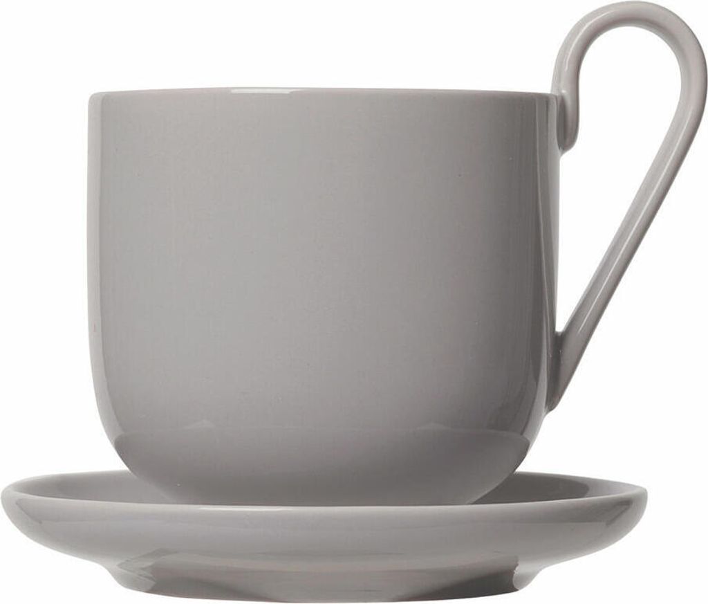 Blomus RO Set 2 Kaffeetassen mit Untertasse, Teetasse, Becher, Porzellan, Mourning Dove, 290 ml, 64030