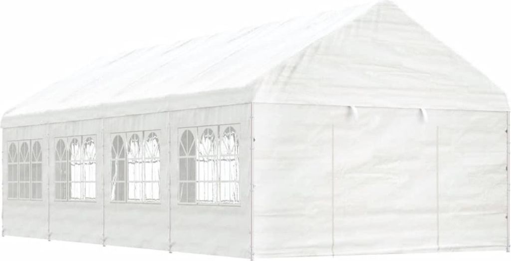 Pavillon mit Dach Weiß 8,92x4,08x3,22 m Polyethylen