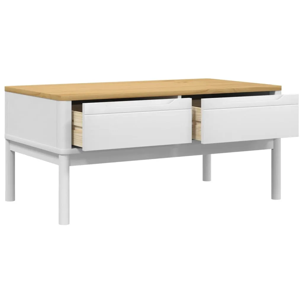 Tavolino Basso Salotto Bianco SYFAX FLORO Legno Pino Massiccio 99x55cm - 7