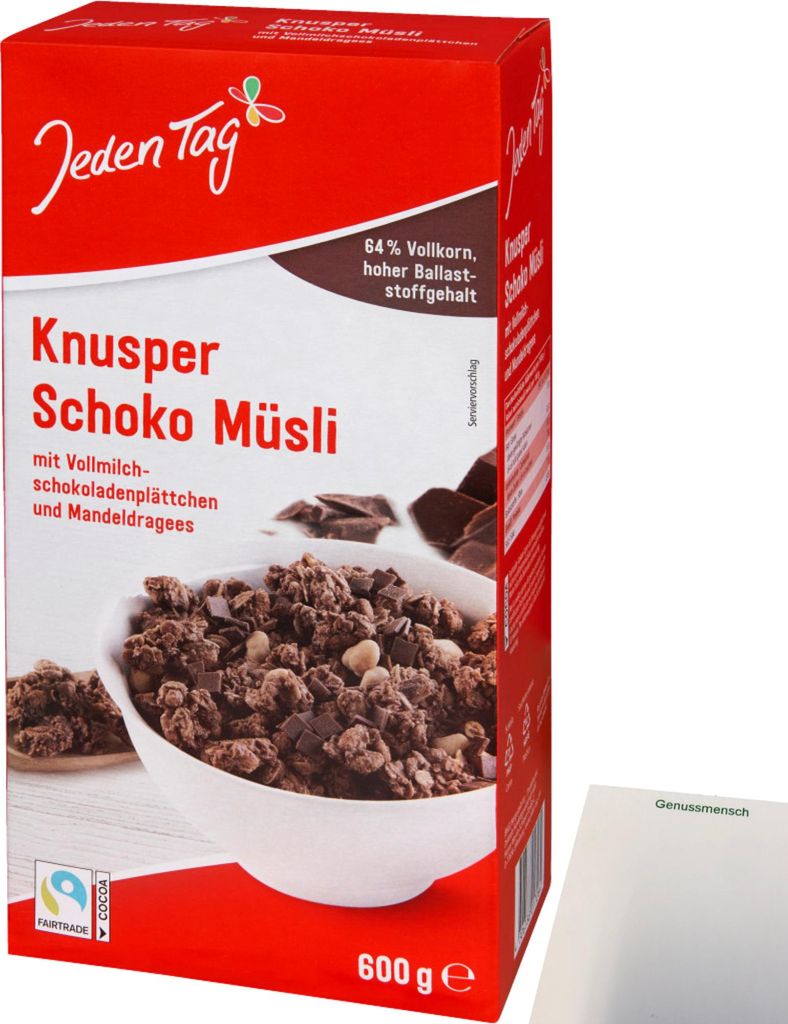 Jeden Tag Knusper Schoko-Müsli (600g Packung) + usy Block