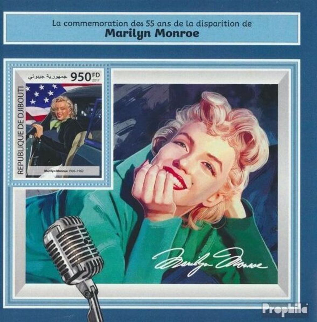 Briefmarken Dschibuti 2017 Mi Block 972 (kompl. Ausg.) postfrisch Marilyn Monroe