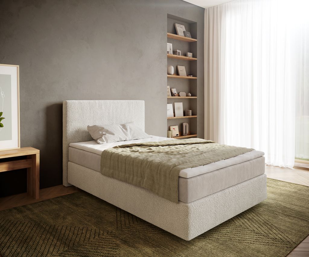 DELIFE Boxspringbett Dream-Well 120x200 cm Bouclé Produktbild 