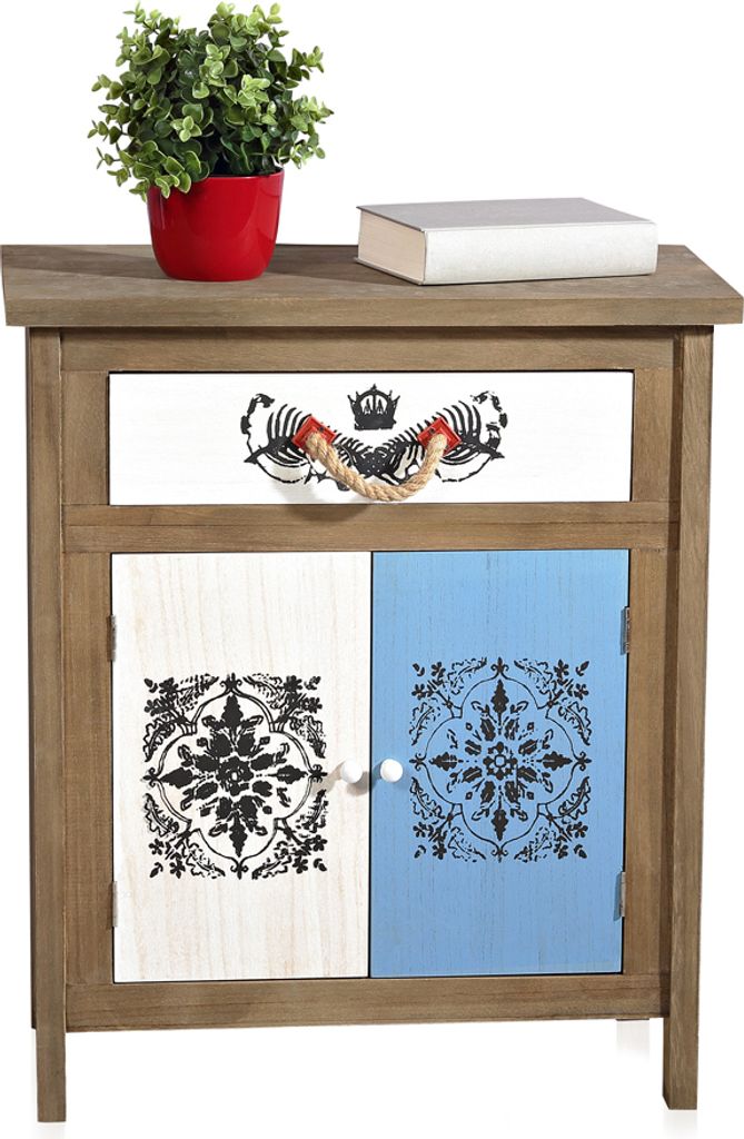 Mucola Sideboard Used Look BraunWeiß Wandschrank Highboard Produktbild 