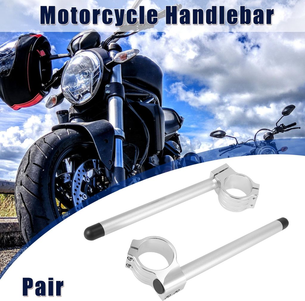1 Paar Motorrad Lenker Clip Ons Ersatz 51mm Silber Ton
