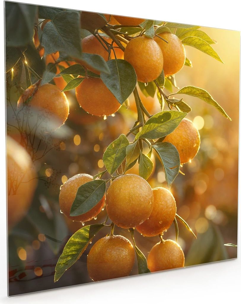 Küchenrückwand Spritzschutz Glas mit Motiv Sonnengeflutete Orangen 40 x 40 cm
