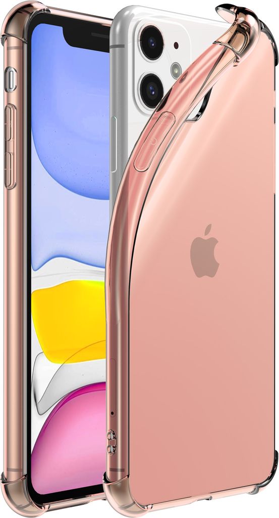 Smartphonica iPhone 11 transparente stoßfeste Silikonhülle mit Bumper - Hellrosa