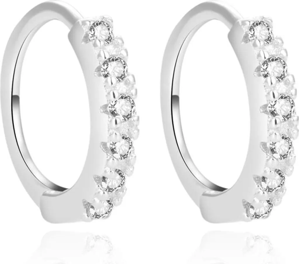 Puces d'oreilles rondes en argent 925 avec strass scintillants AGUC1620