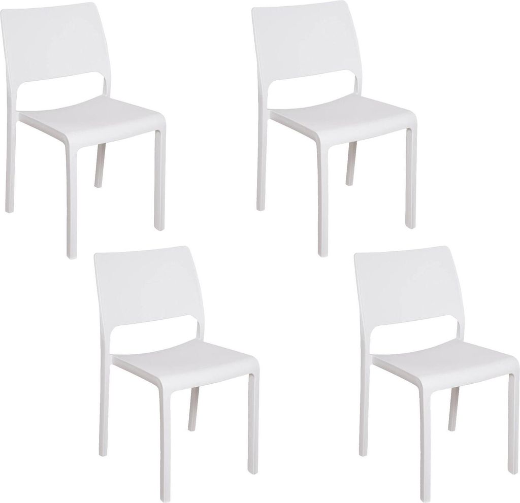 Dmora Outdoor-Stuhl Ancona Weiß, 4 Stapelstühle