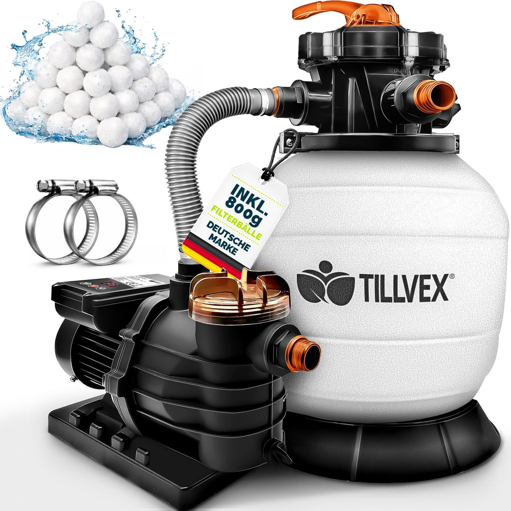 tillvex Sandfilteranlage Pool mit Timer 10 m³/h inkl. 800g Produktbild 