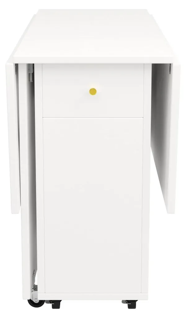 Table de cuisine mobile blanche 120 cm avec rangements et 2 tiroirs - 9