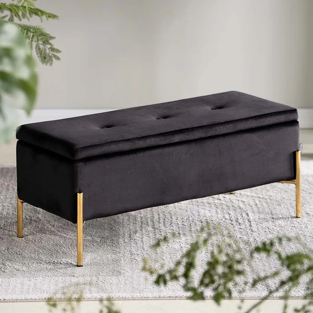 Tabouret en velours Milton & Oldbrook Sintra Black - Assise Design Noir