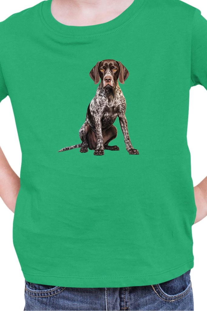 Kinder T-Shirt Dogs Breeds German Shorthaired Pointer Dog Breed 006, 3-4 Jahr - 104 / Grün