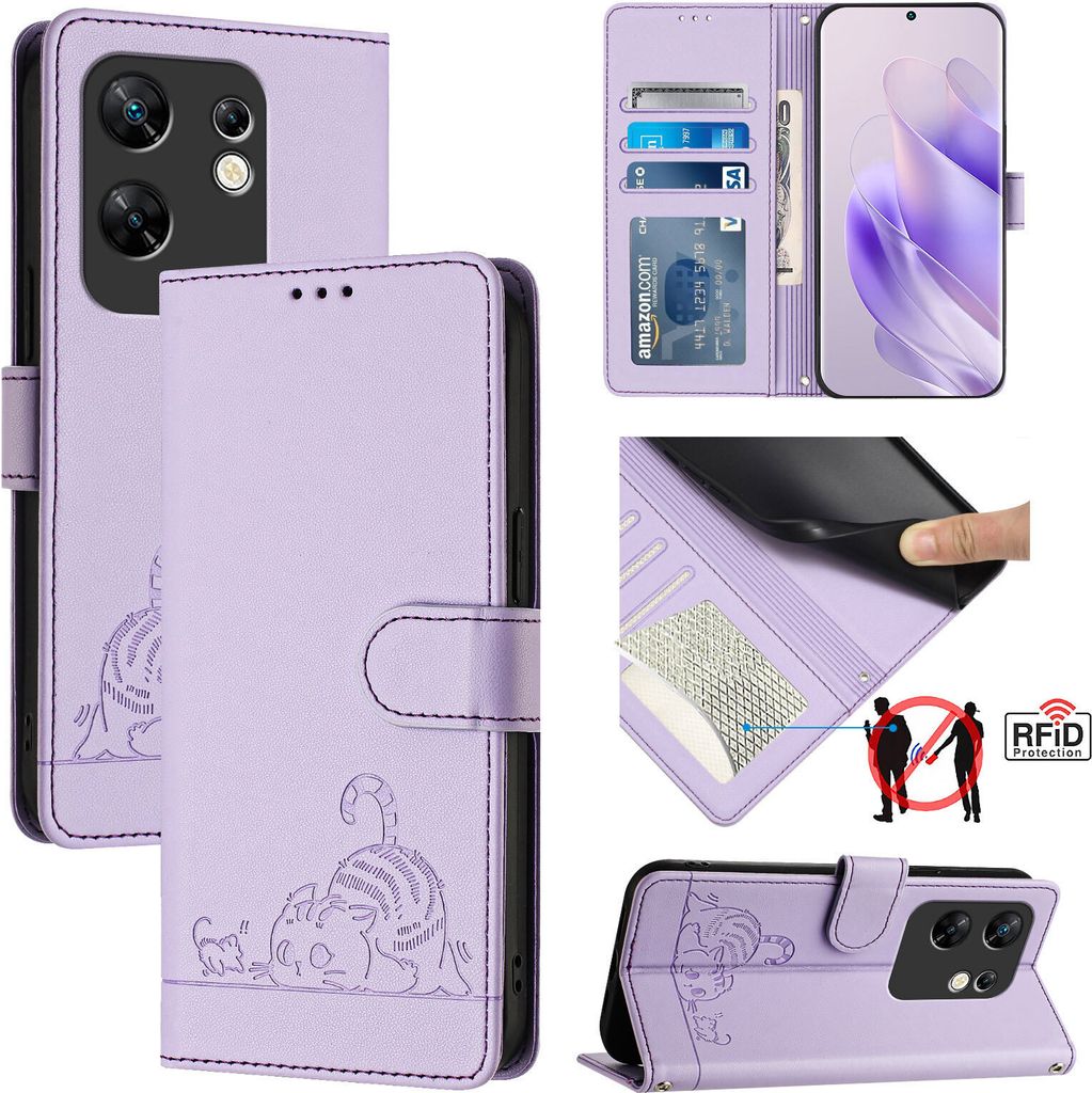 Leder Hülle für Infinix Zero 30 4G Süße Katze Flip Case Produktbild 