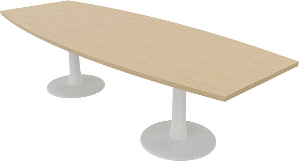 Quadrifoglio Konferenztisch Idea+ eiche Tonnenform, Säulenfuß weiß, 280,0 x 80,0 - 110,0 x 74,0 cm