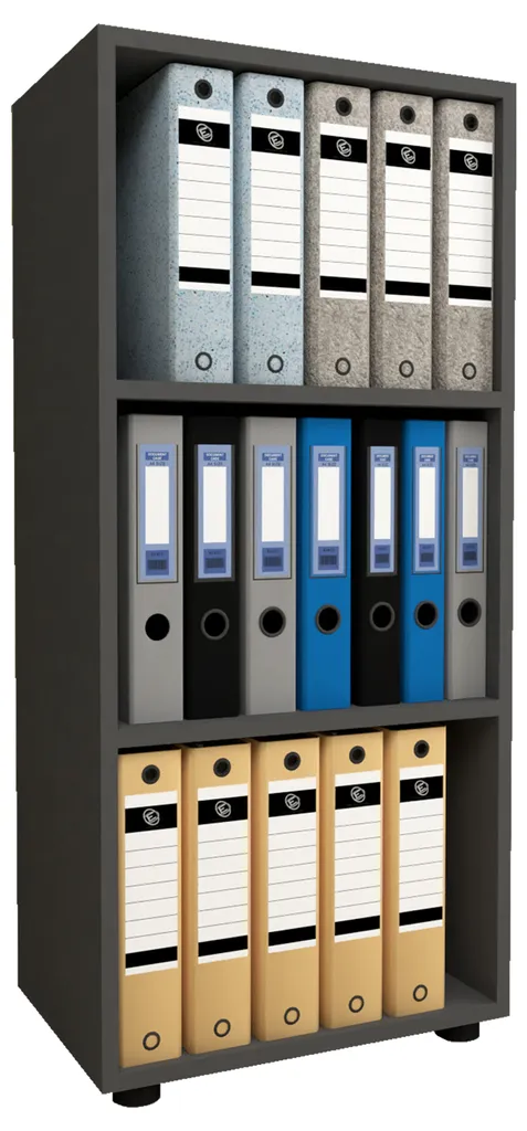 Ulas3 Étagère de Bureau 3 Tablettes Anthracite - Rangement Compact Modulable