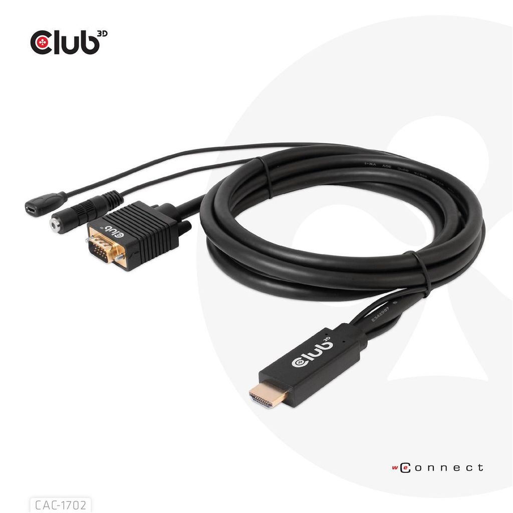 Club3D Kabel HDMI+Micro-USB-Buchse > VGA+3,5mm 2m St/Bu retail