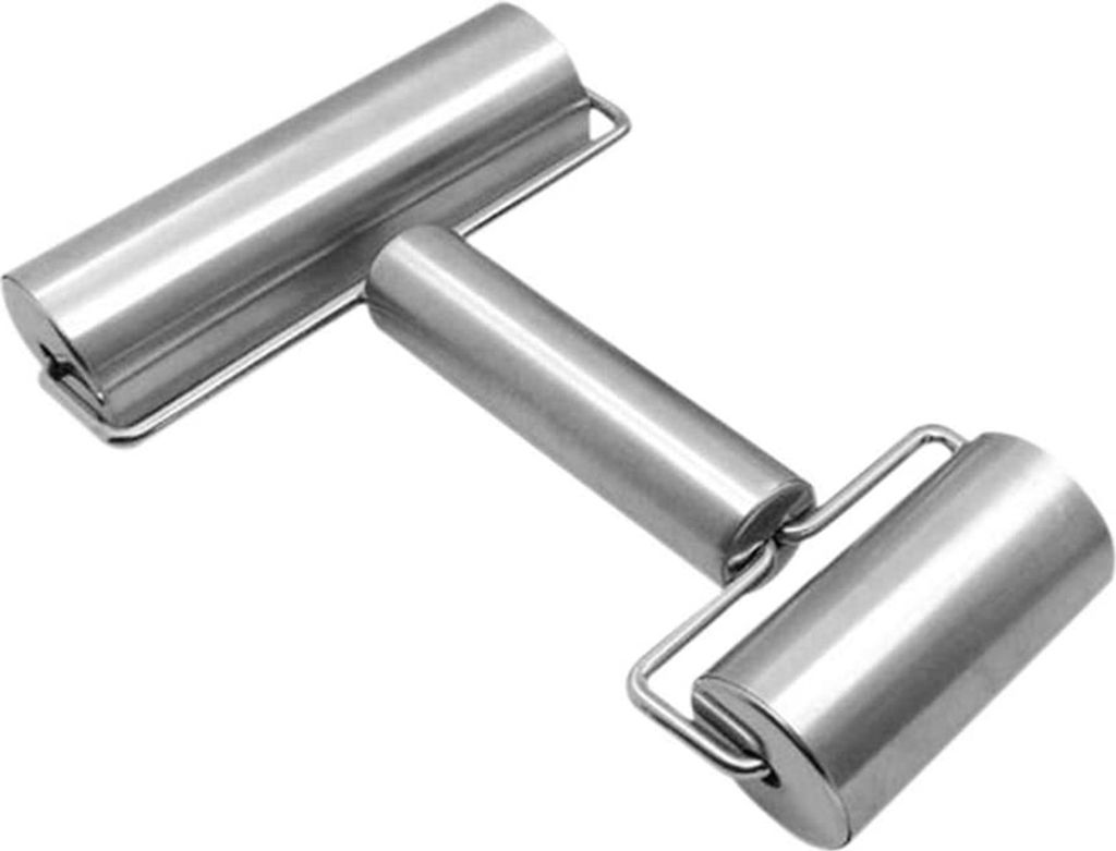 Edelstahl Nudelholz Gebäck und Pizza Doppelteig Baker Roller Küchenutensilien Ideal zum Backen von Teig, Pizza, Kuchen, Gebäck, Pasta und Keksen