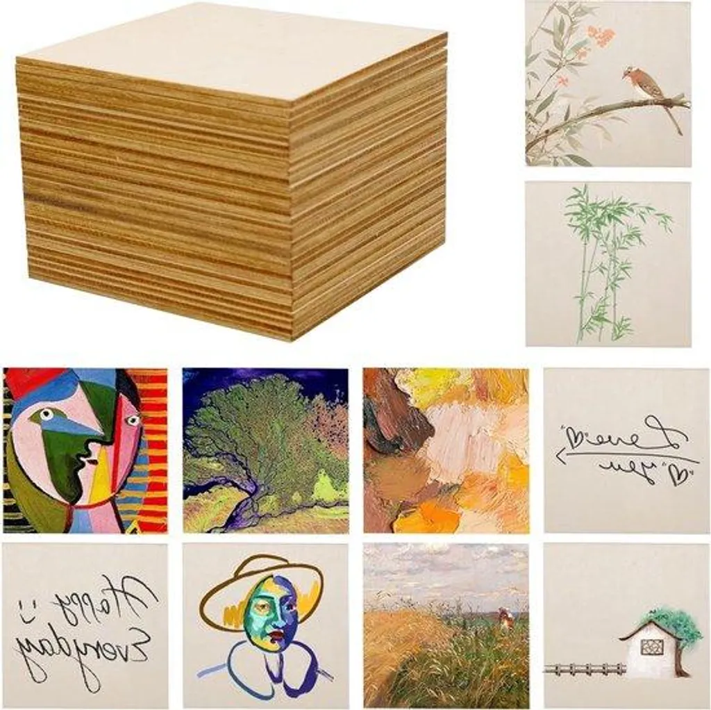 Sous-verres en bois brut à personnaliser 10x10cm lot de disques de bois