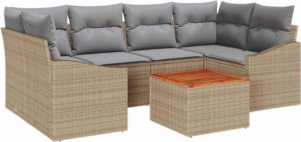 "2026 MODERNE" Gartensofa-set - elegantes Design - Sitzgruppe mit Sofa, Tisch - mit Kissen 7 pcs Beige Poly-Rattan - Terassenmöbel NeuMöbel781937