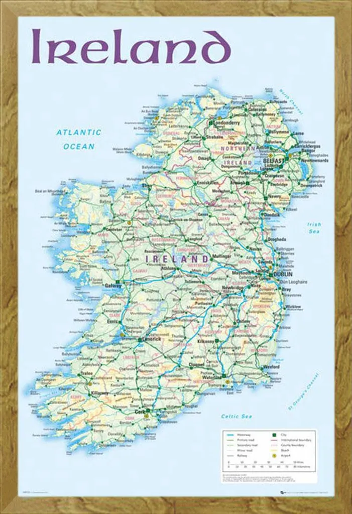Viaggio in Irlanda: Poster Mappa 2012 in Elegante Cornice Shinsuke