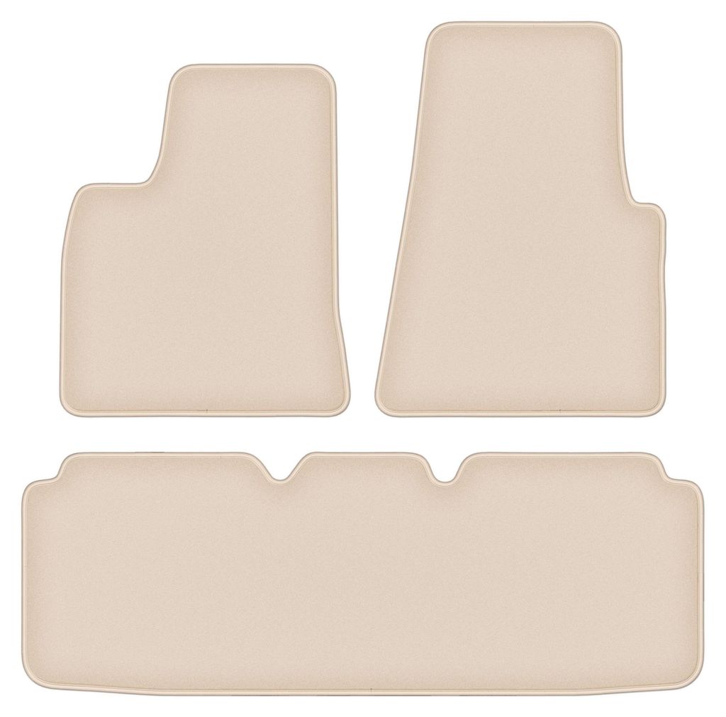 DURBAN Beige Velours-Fußmatten-Set für Tesla S I Limousine (2012-2016)