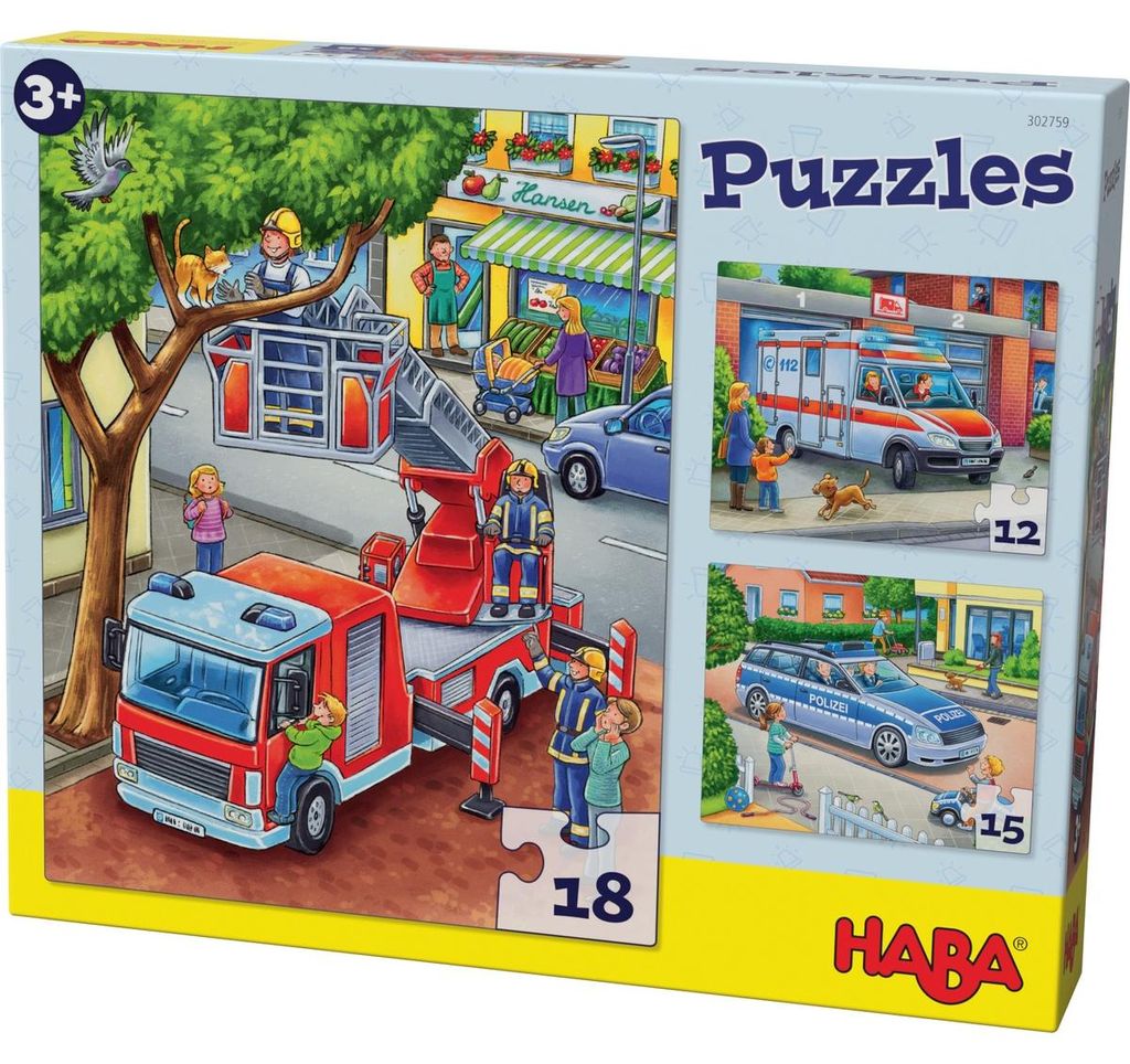 Puzzles Polizei, Feuerwehr & Co. 3 Motive Produktbild 